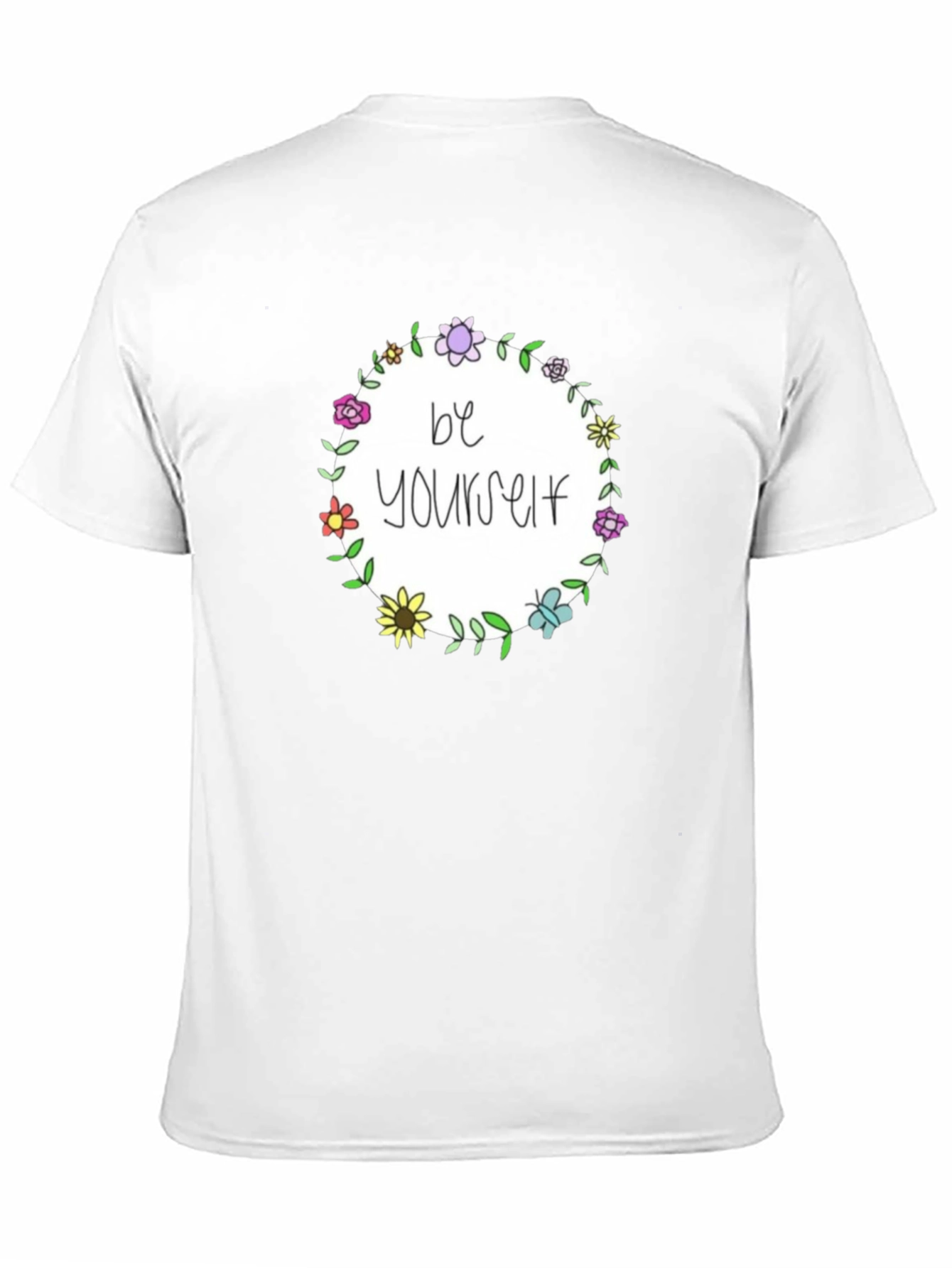 Be Yourself Floral Wreath Black T-Shirt