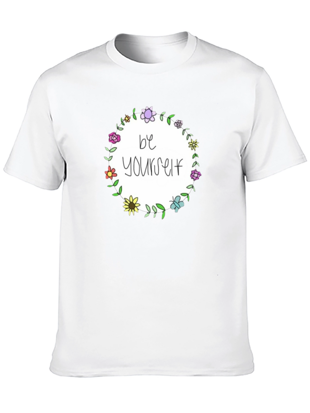 Be Yourself Floral Wreath Black T-Shirt