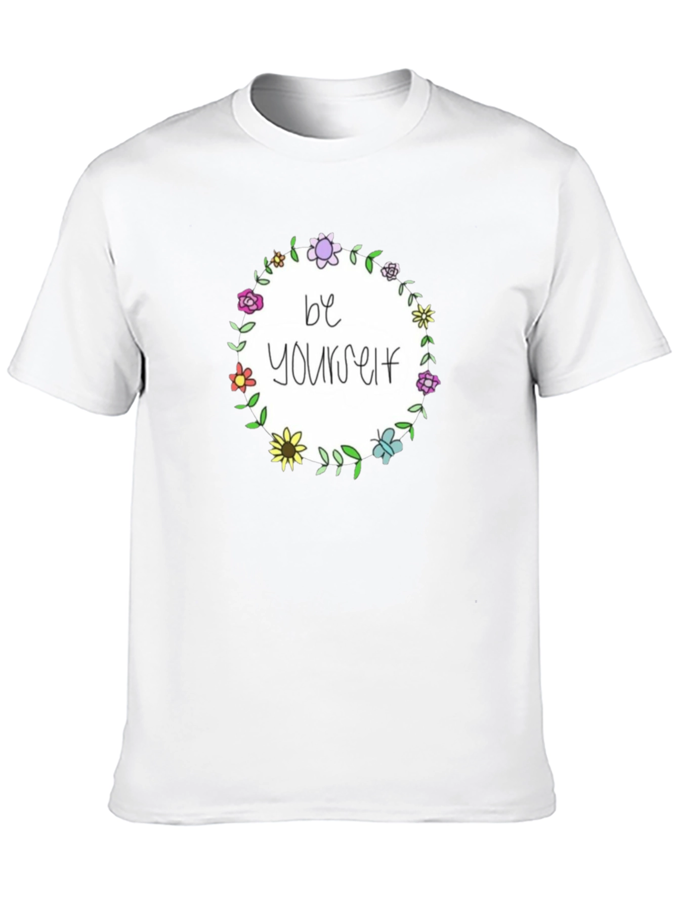Be Yourself Floral Wreath Black T-Shirt