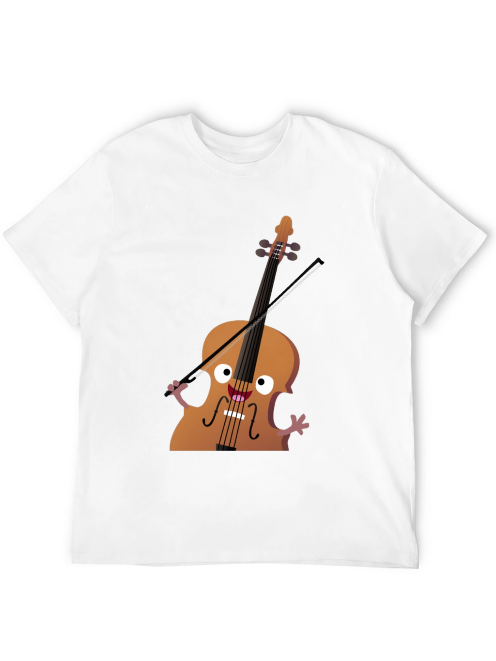 Funny Cello Cartoon Graphic Black T-Shirt