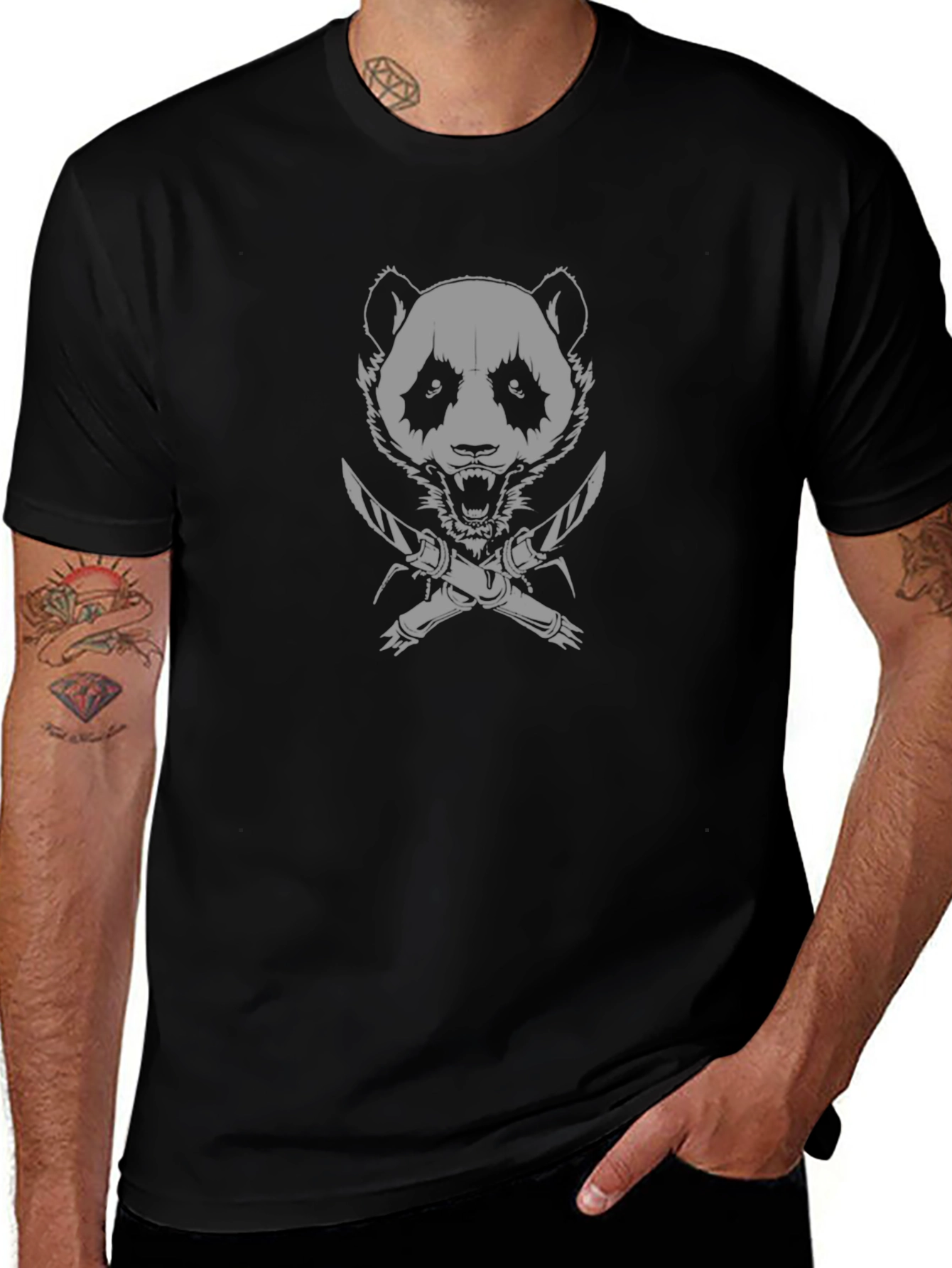 Panda Assassin T-Shirt - Black Graphic Tee
