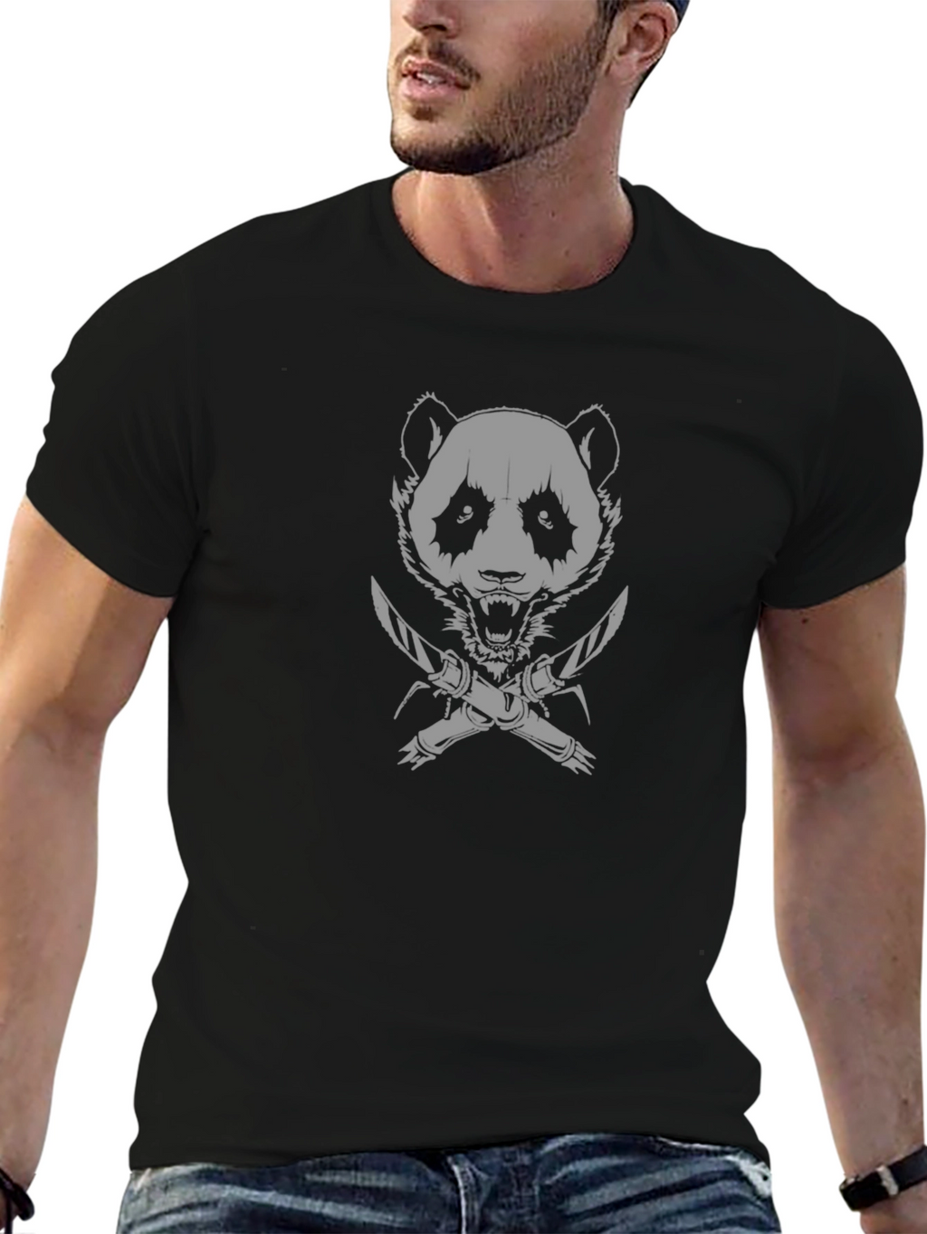 Panda Assassin T-Shirt - Black Graphic Tee