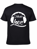 Music Love Graphic T-Shirt - Black Cotton Tee