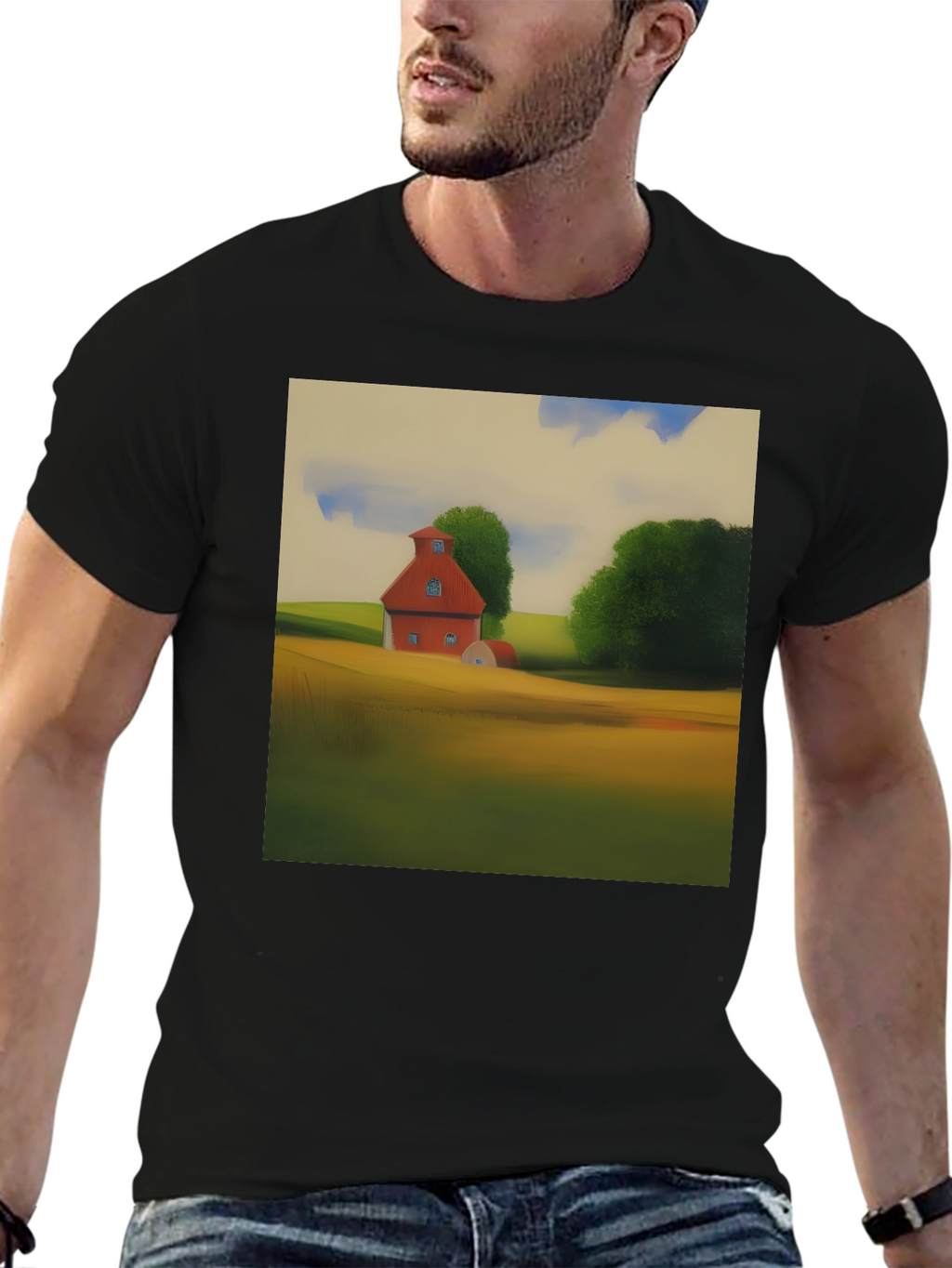 Classic Farmhouse Graphic Tee - Black Cotton Blend