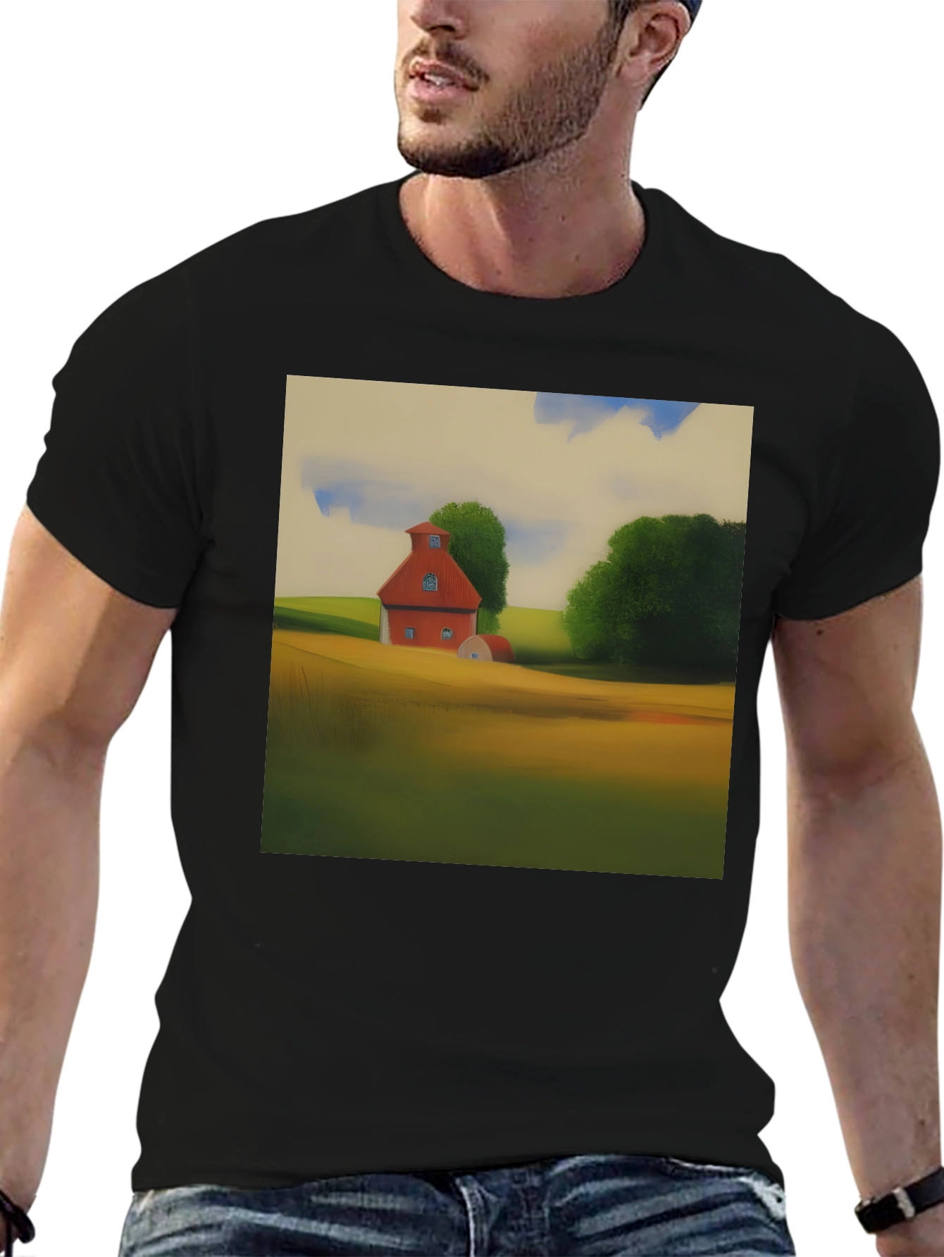 Classic Farmhouse Graphic Tee - Black Cotton Blend