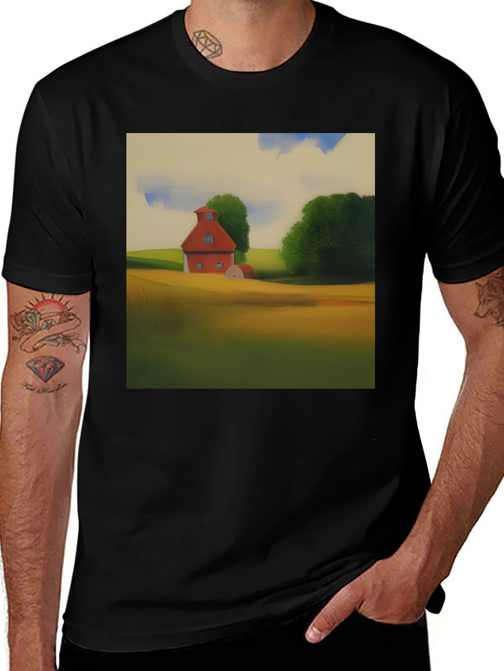 Classic Farmhouse Graphic Tee - Black Cotton Blend