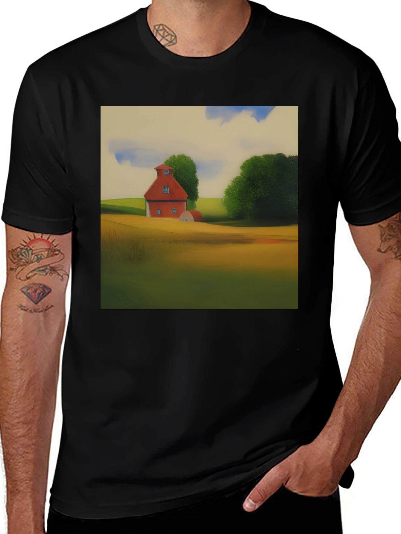 Classic Farmhouse Graphic Tee - Black Cotton Blend