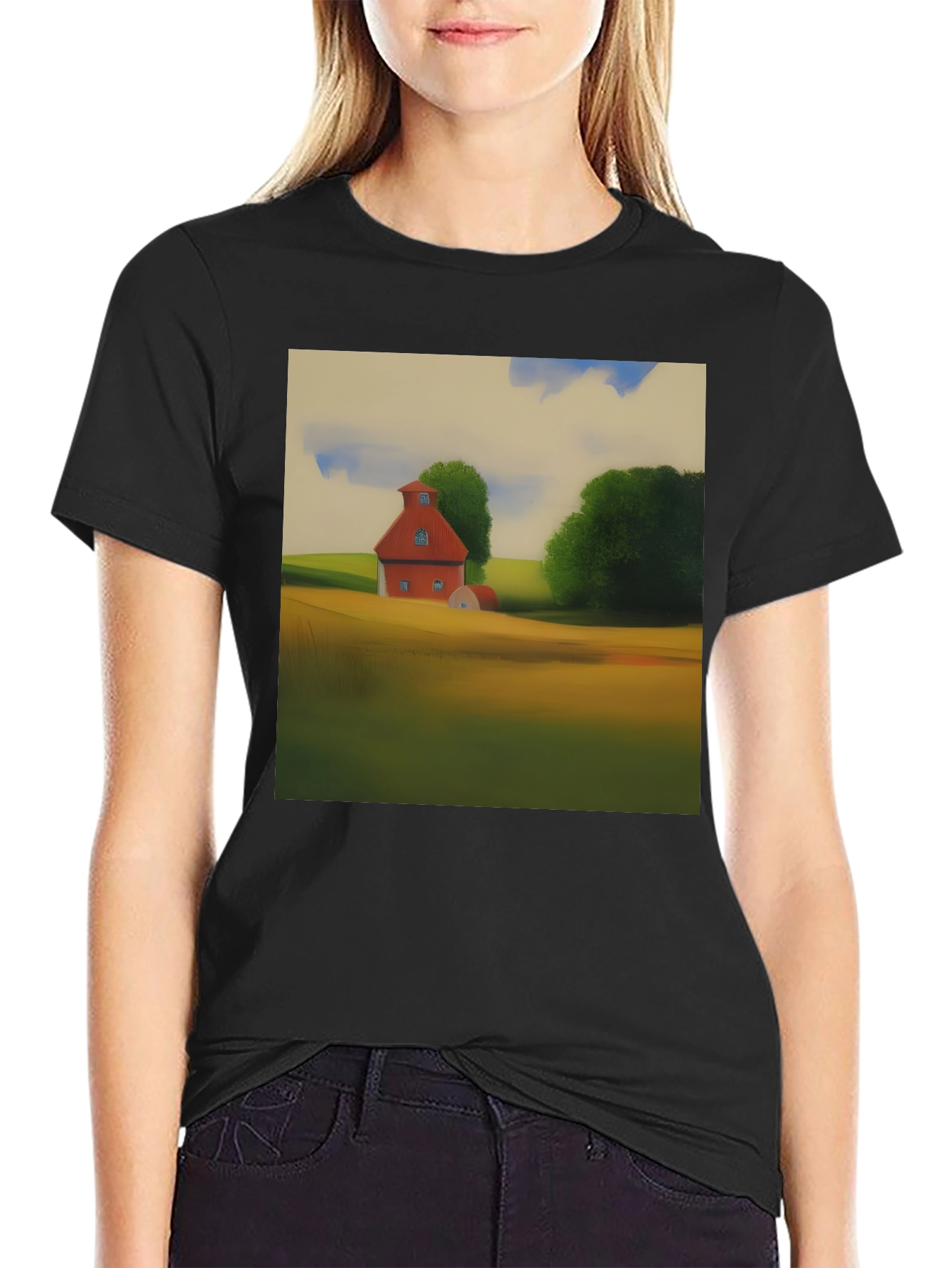 Classic Farmhouse Graphic Tee - Black Cotton Blend