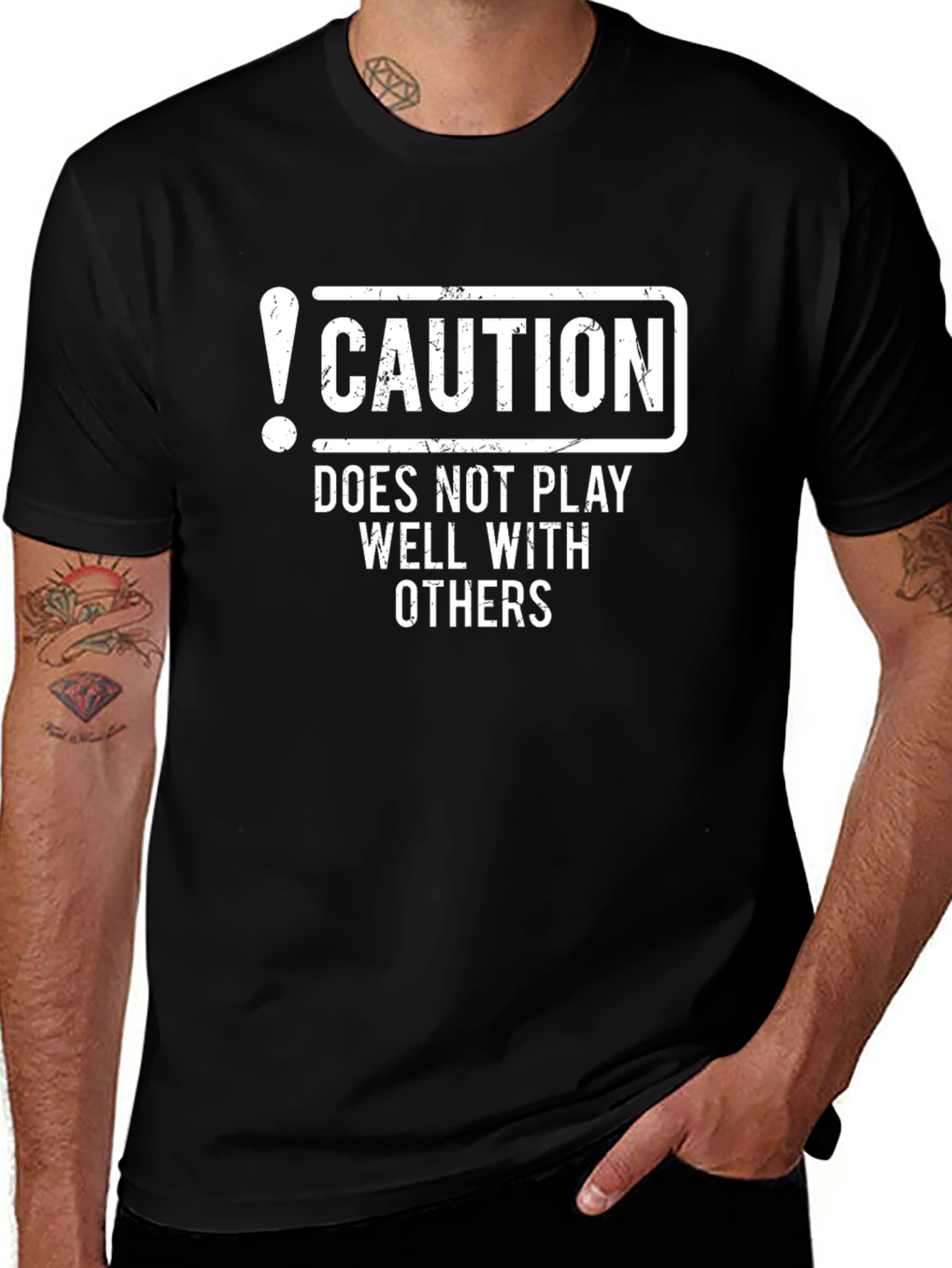 Caution: Does Not Play Well With Others - Funny Graphic T-Shirt