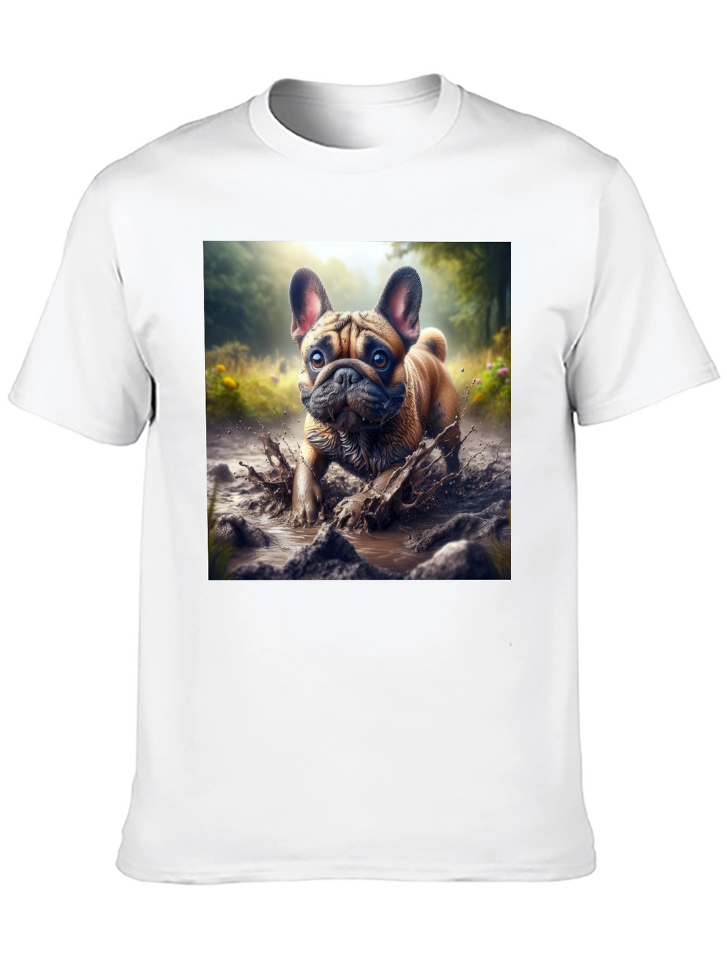 Bulldog Muddy Paws Graphic Tee - Black Cotton
