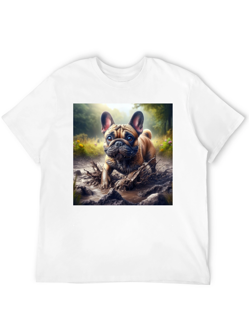 Bulldog Muddy Paws Graphic Tee - Black Cotton