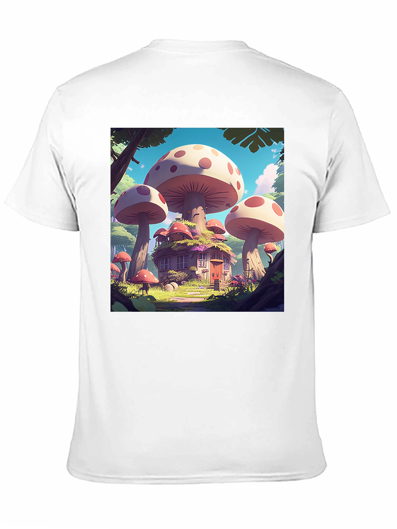 Mushroom House Graphic Tee - Whimsical Forest Design