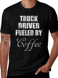 Truck Driver Fueled By Coffee Graphic Tee - Black