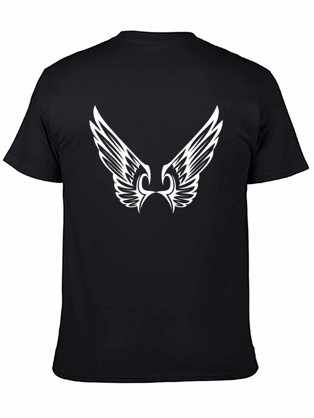 Black Graphic Tee - Angel Wings Design