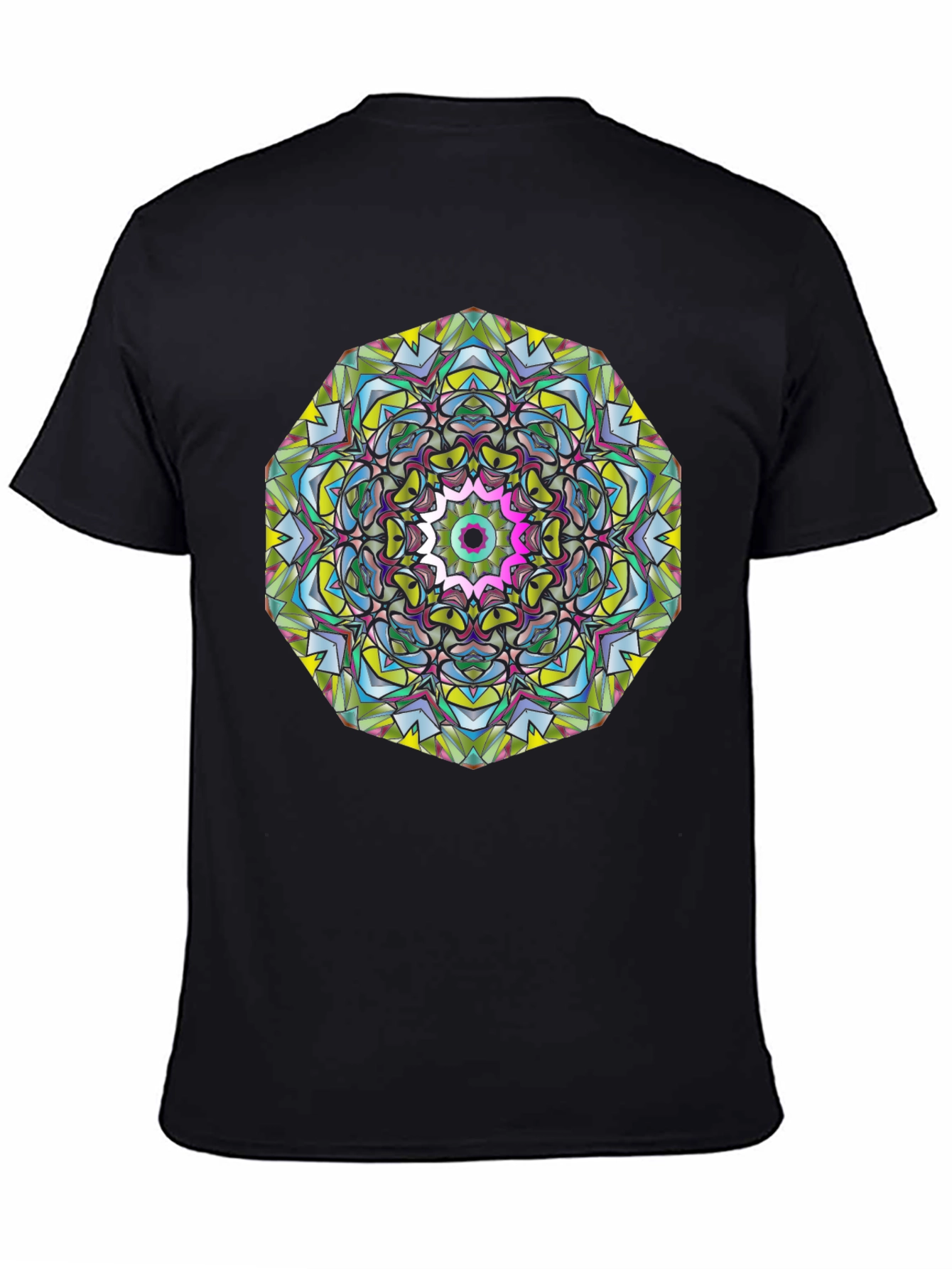 Abstract Mandala Graphic Print Black T-Shirt