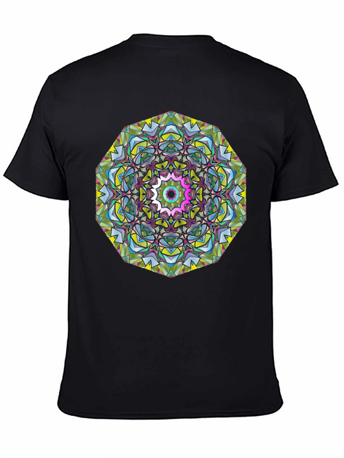Abstract Mandala Graphic Print Black T-Shirt