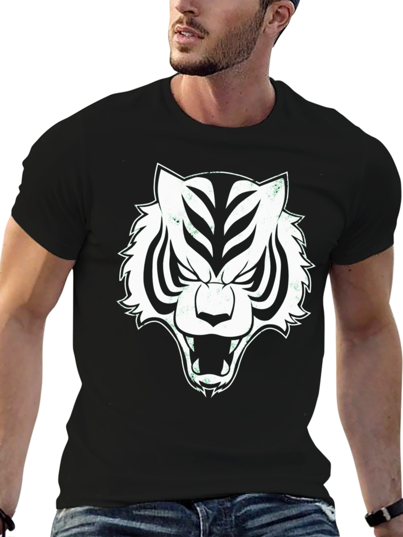 Black Tiger Graphic Tee - Stylish Mens Cotton T-Shirt