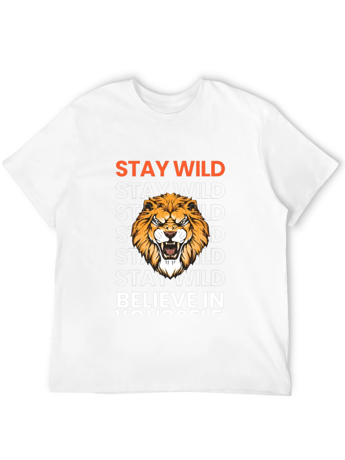 Stay Wild Lion Graphic Print Black T-Shirt