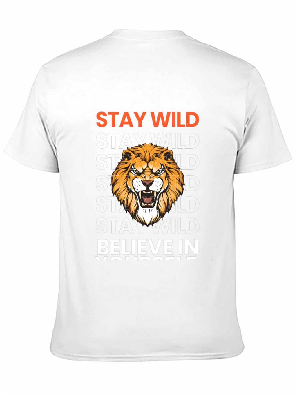 Stay Wild Lion Graphic Print Black T-Shirt