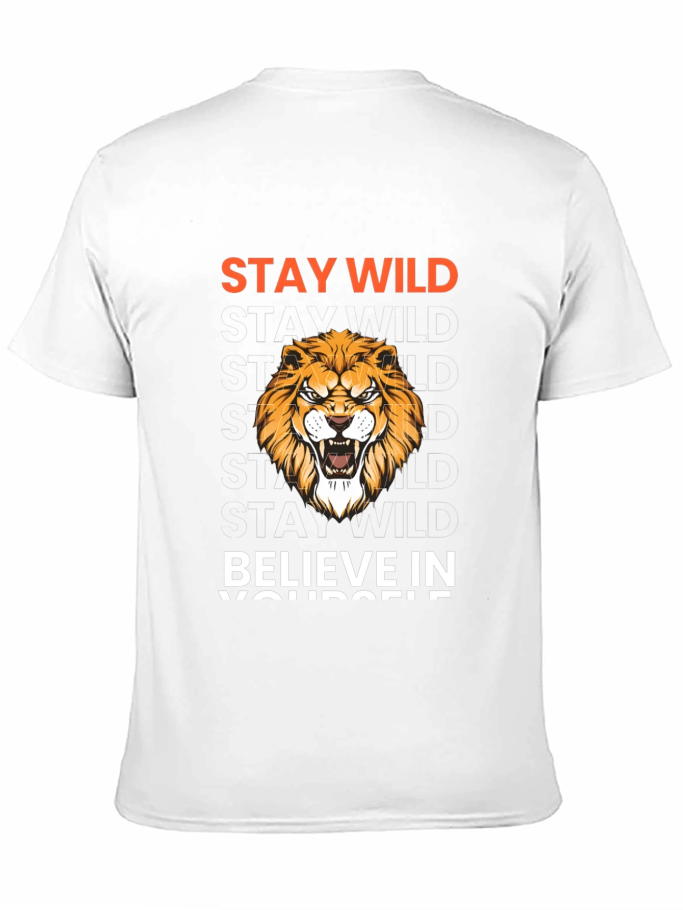 Stay Wild Lion Graphic Print Black T-Shirt