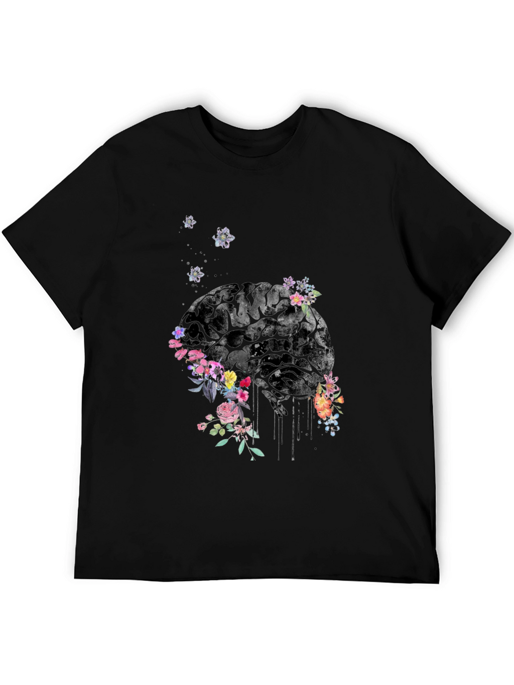 Floral Brain Graphic Tee - Unique Mens T-Shirt