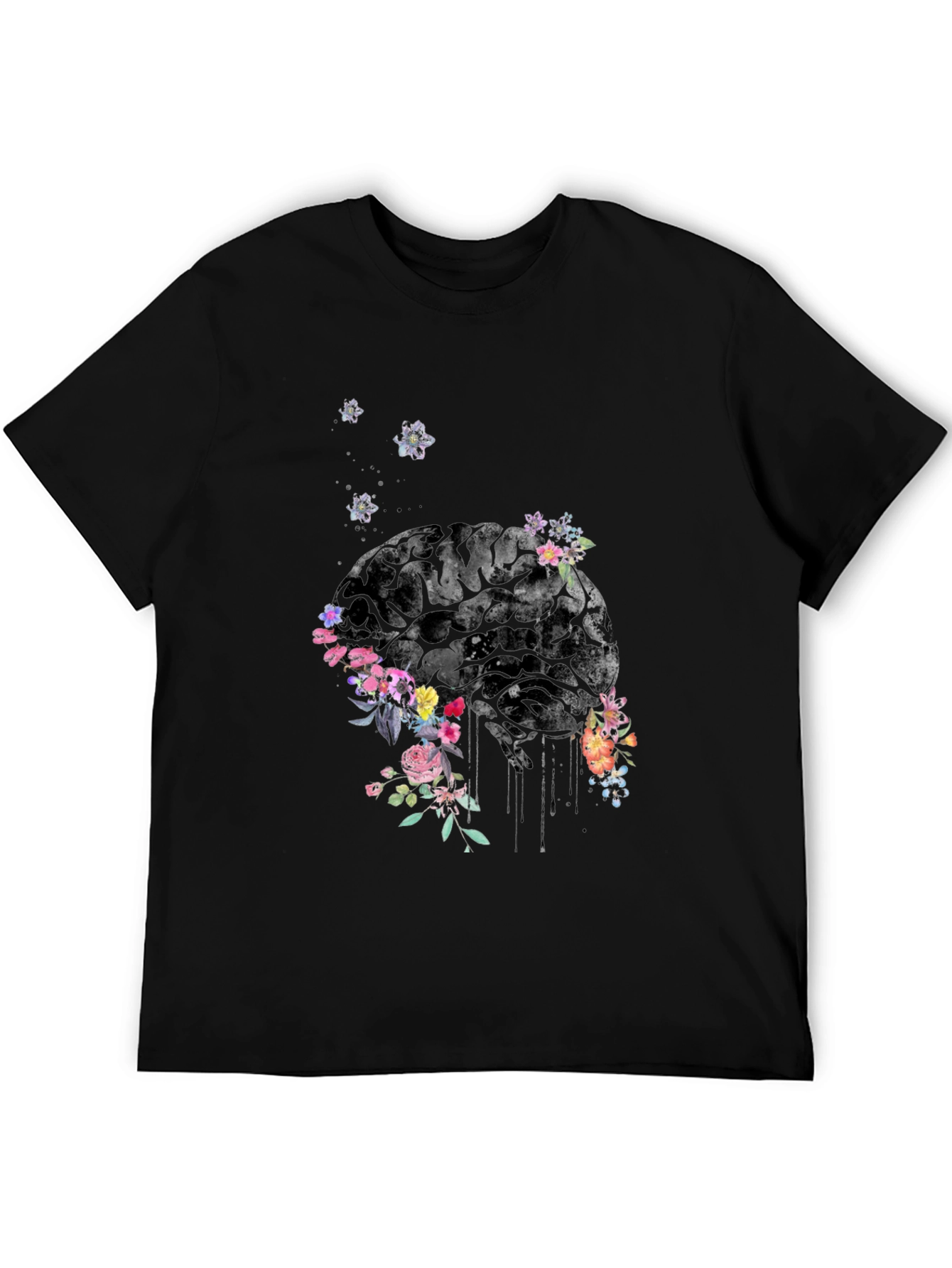 Floral Brain Graphic Tee - Unique Mens T-Shirt