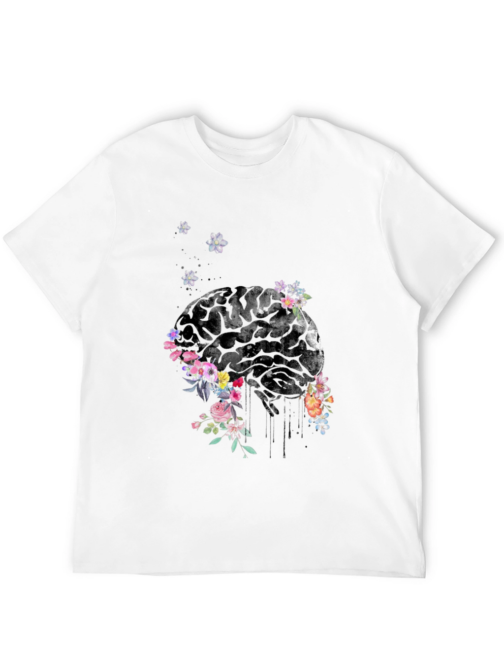 Floral Brain Graphic Tee - Unique Mens T-Shirt