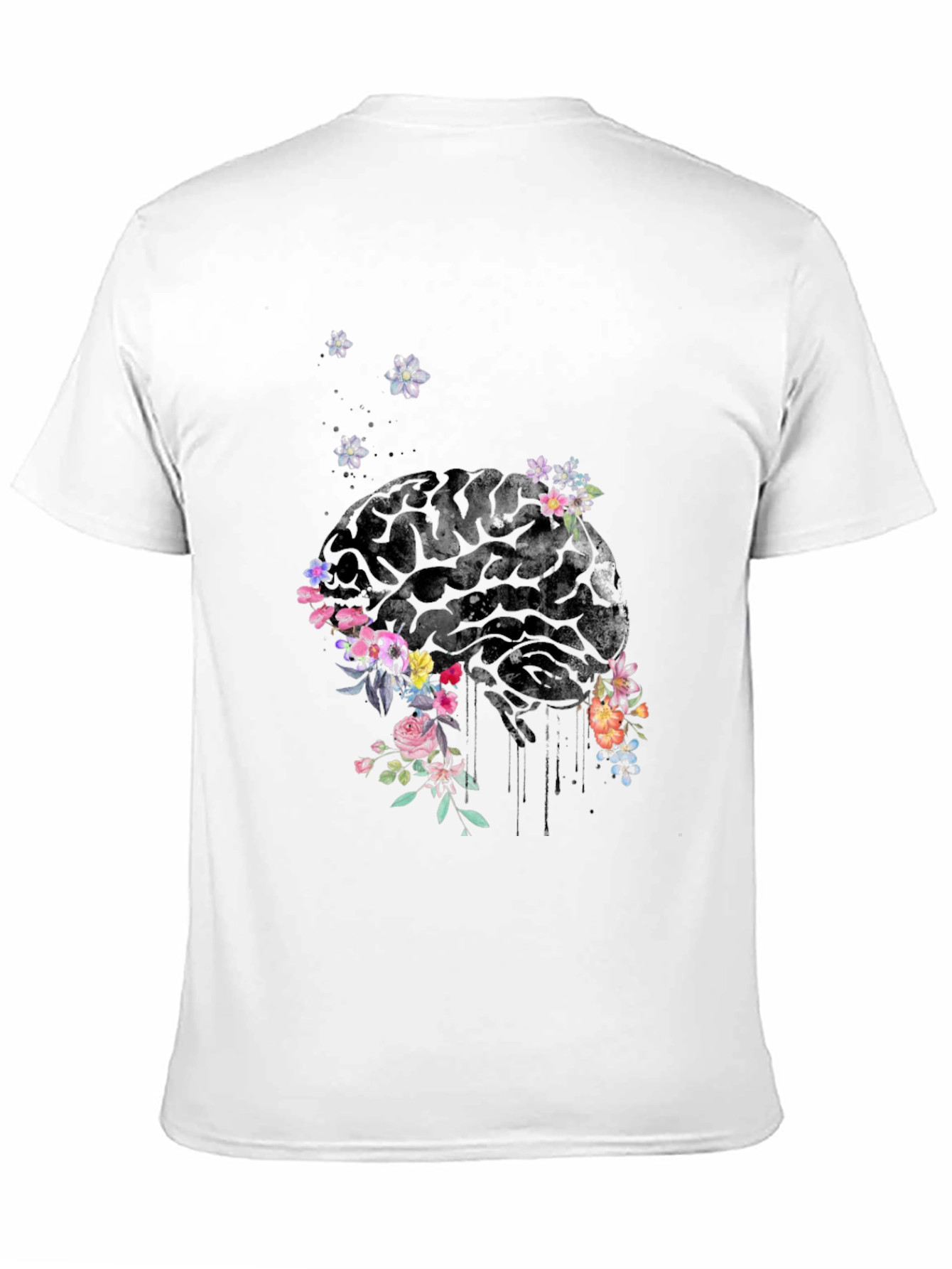 Floral Brain Graphic Tee - Unique Mens T-Shirt