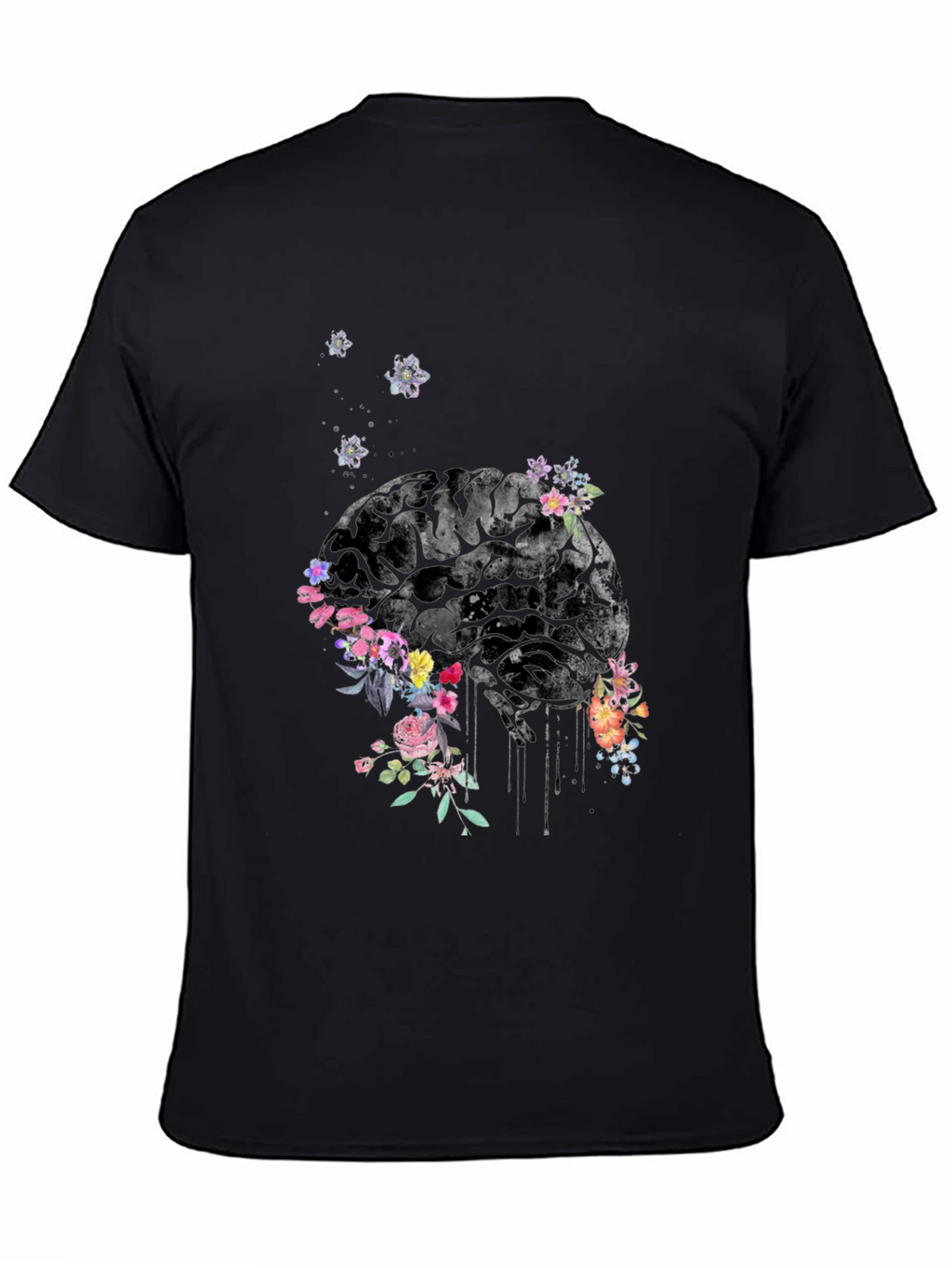 Floral Brain Graphic Tee - Unique Mens T-Shirt