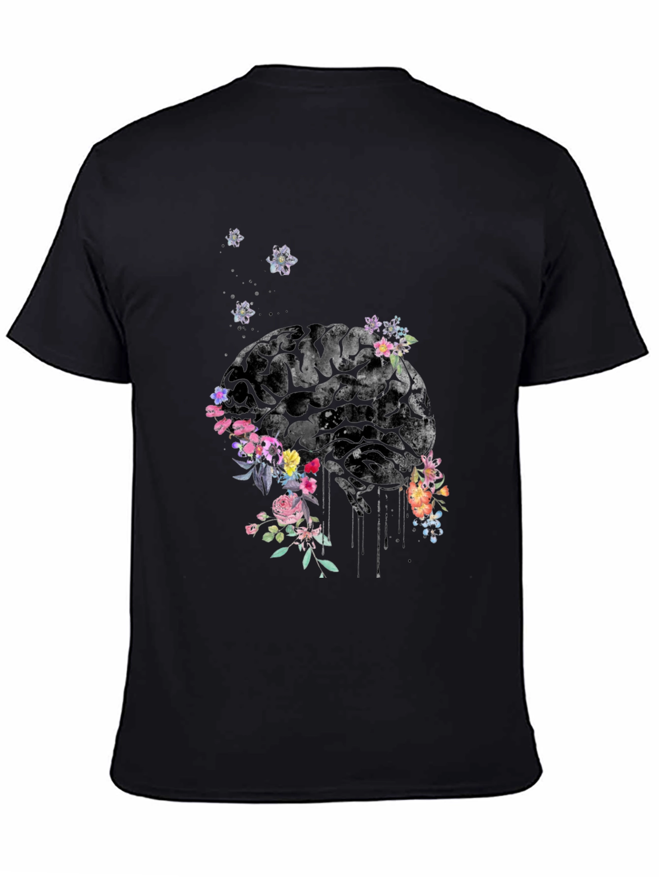Floral Brain Graphic Tee - Unique Mens T-Shirt