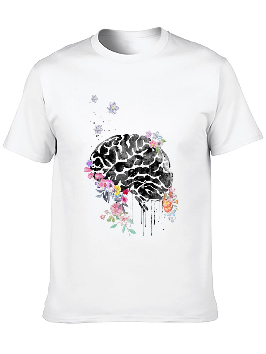 Floral Brain Graphic Tee - Unique Mens T-Shirt