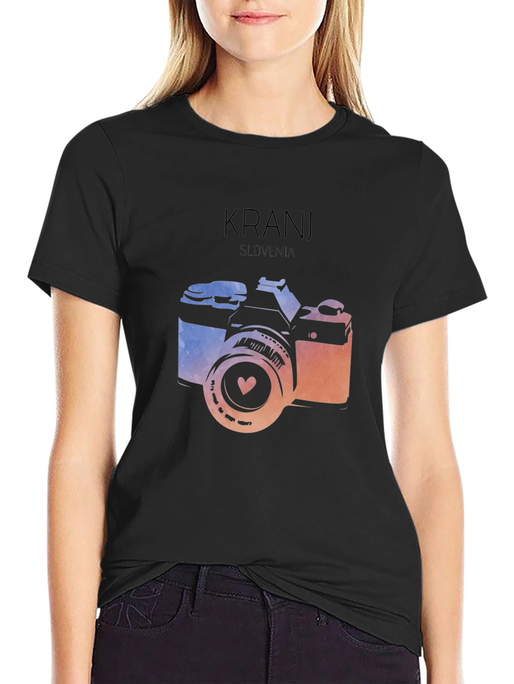 Kranj Slovenia Camera Graphic Tee - Black