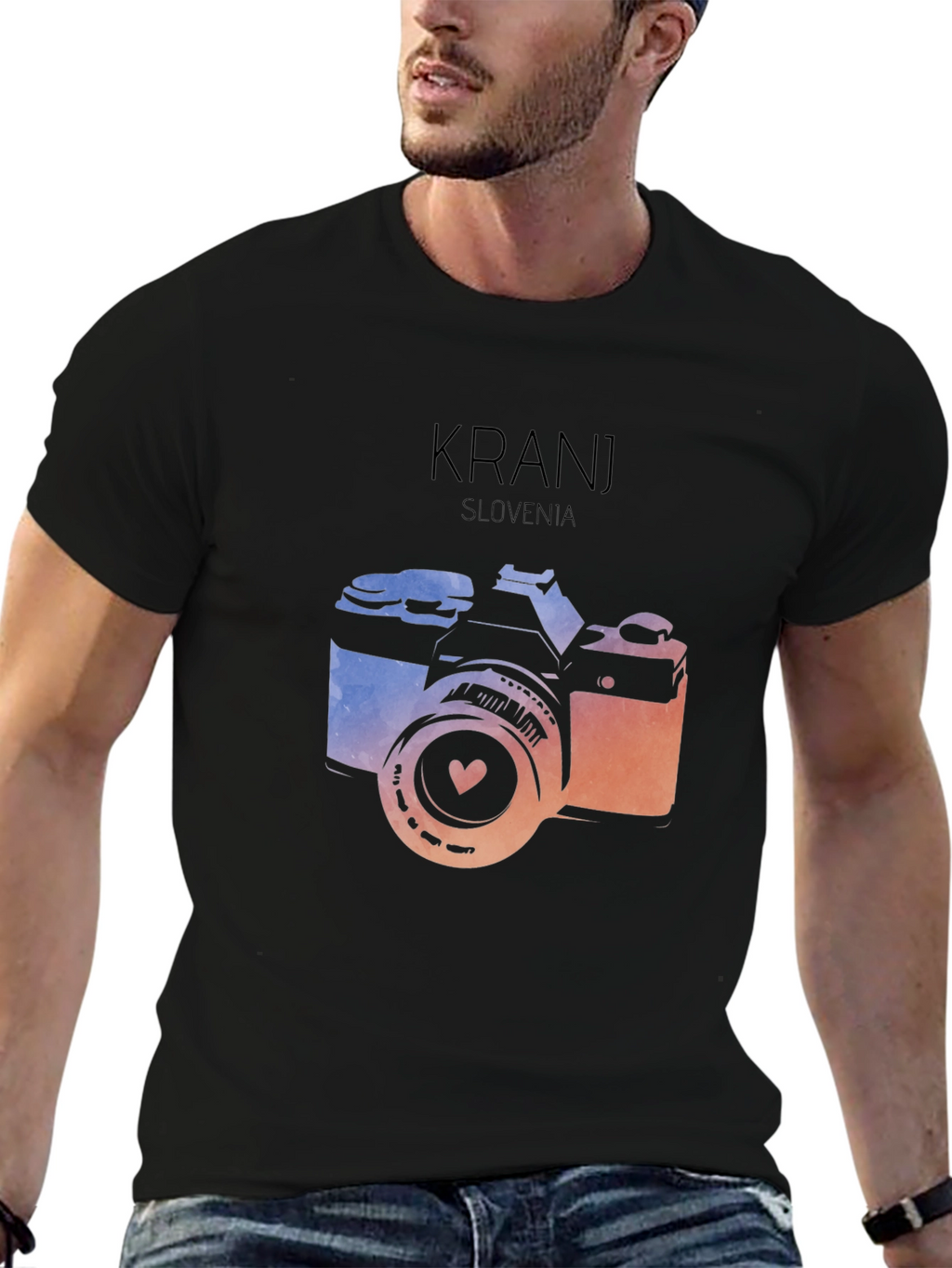 Kranj Slovenia Camera Graphic Tee - Black