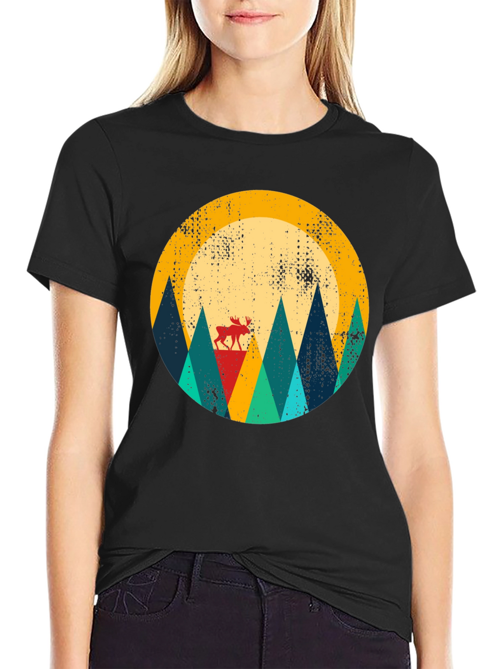 Retro Moose Mountain Graphic Tee - Unisex