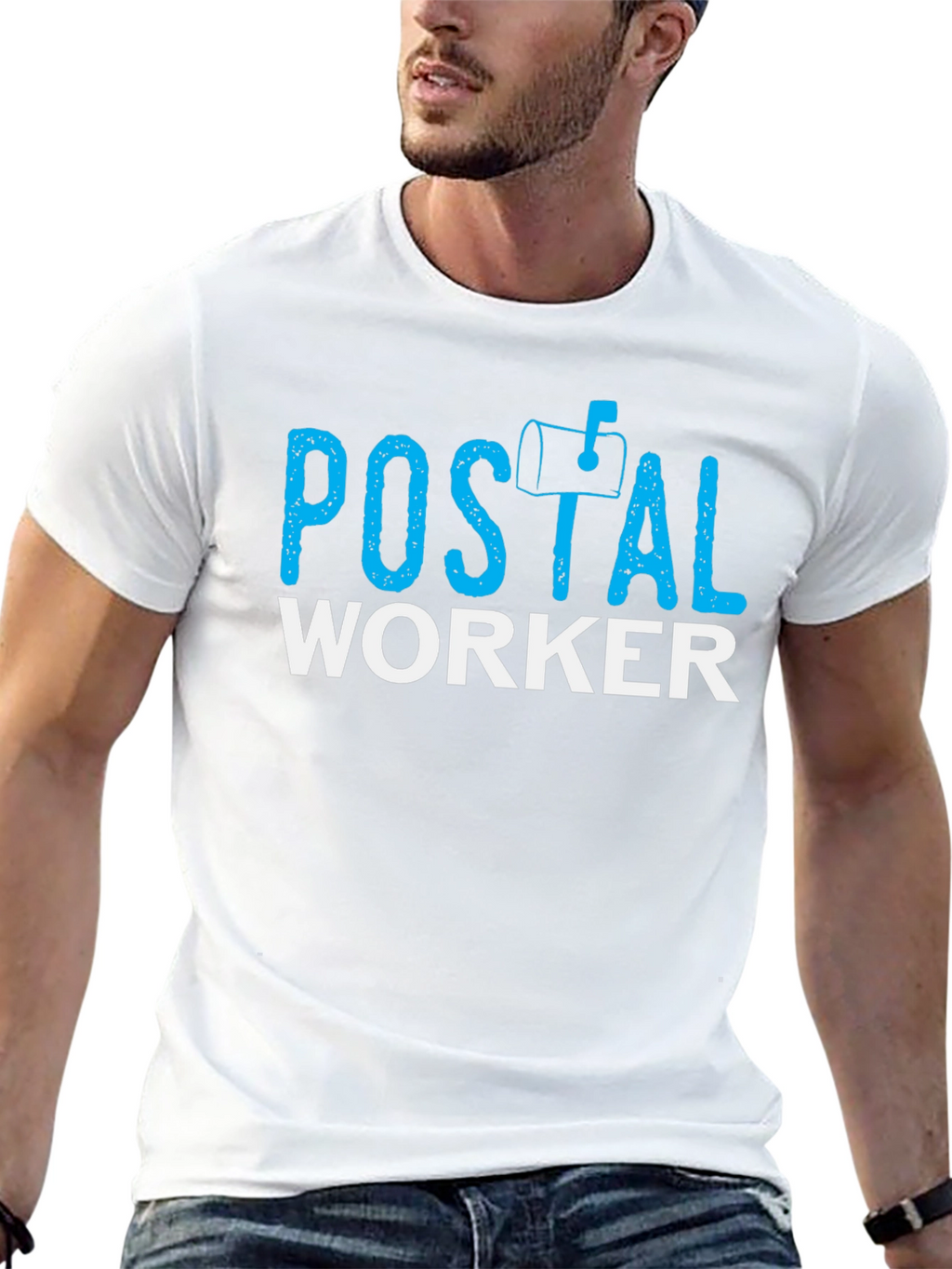 Postal Worker T-Shirt - Blue Mailbox Design