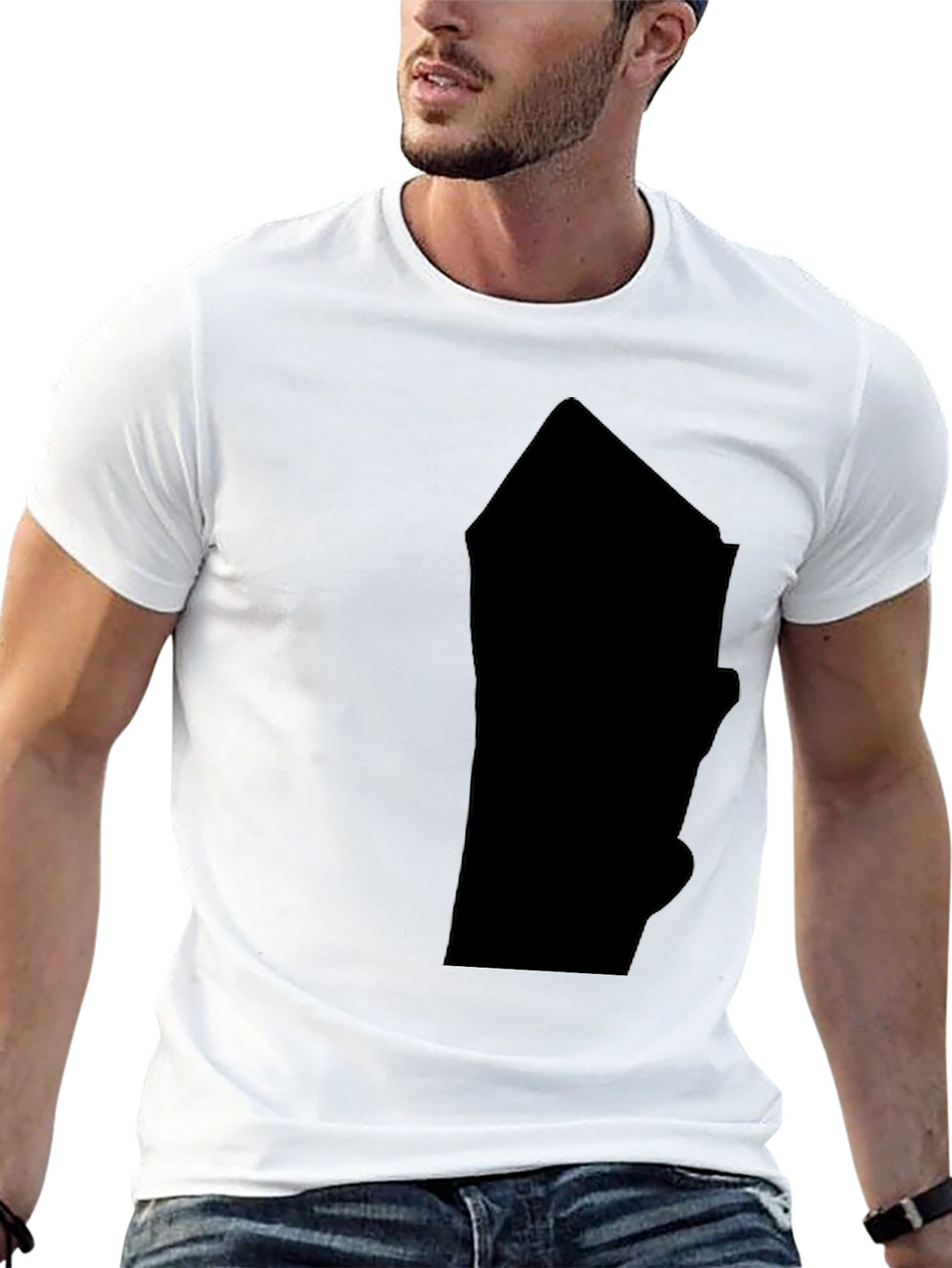 Mens Solid Black Graphic Print T-Shirt