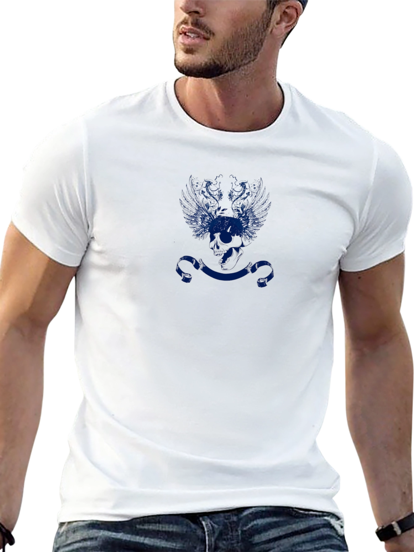 Blue Emblem Black T-Shirt