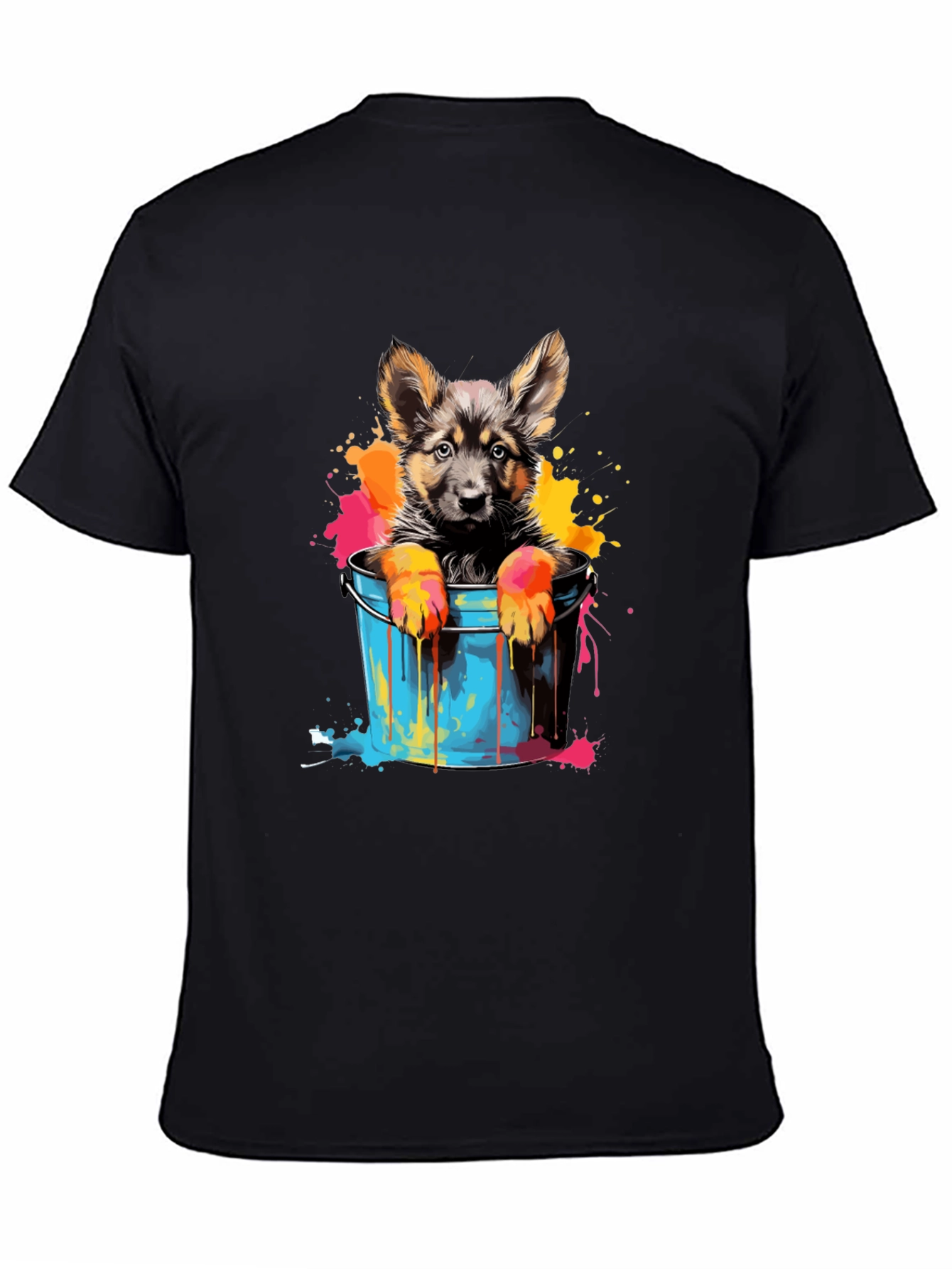 Puppy in Bucket Graphic Tee - Black Cotton