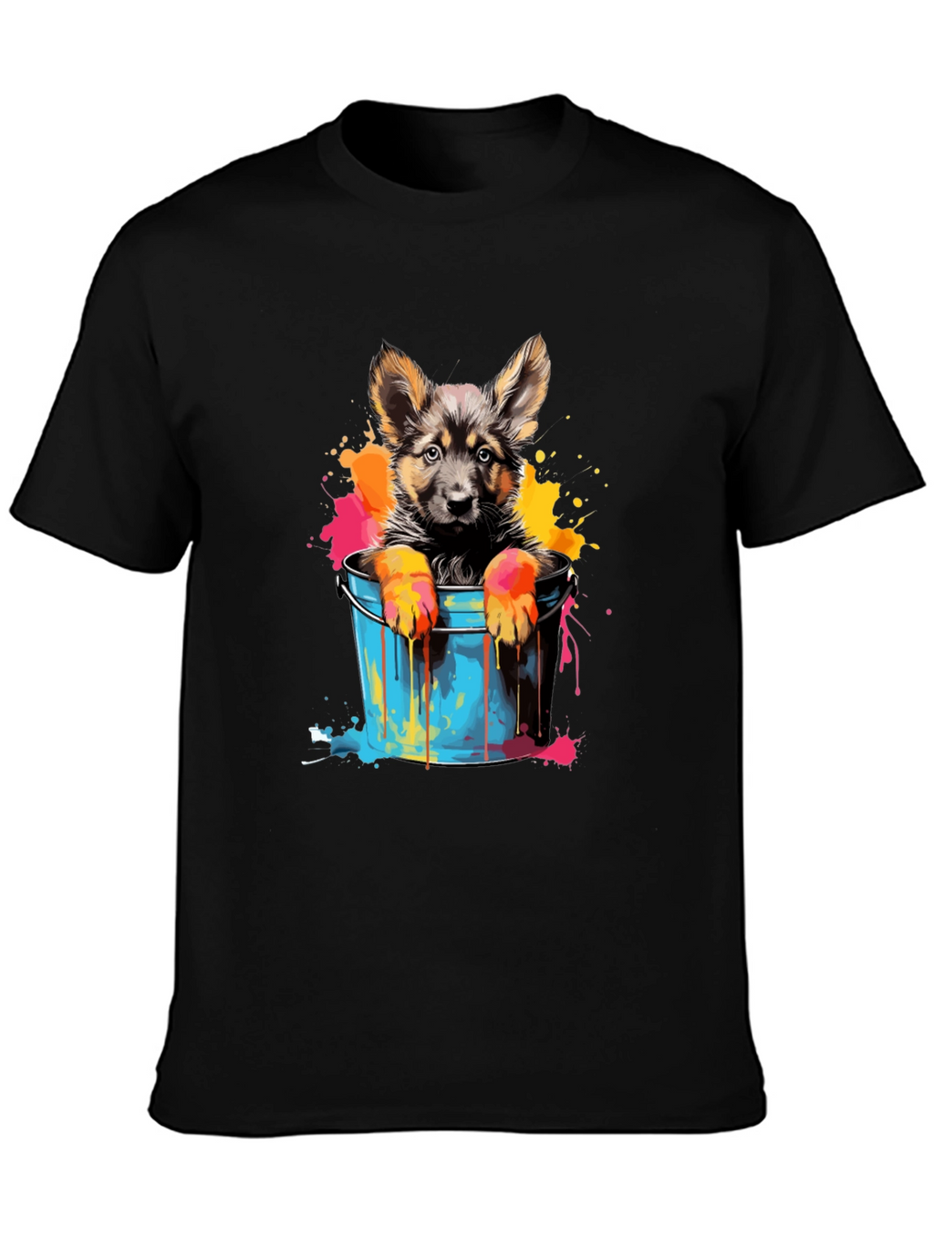 Puppy in Bucket Graphic Tee - Black Cotton