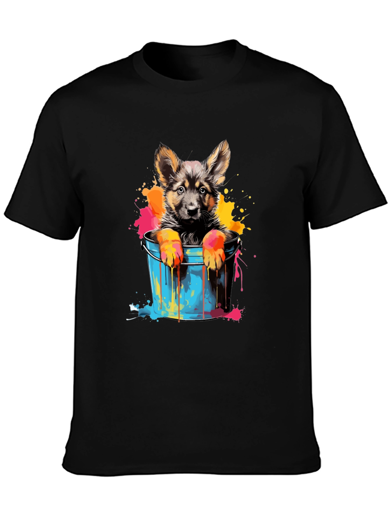 Puppy in Bucket Graphic Tee - Black Cotton
