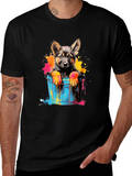 Puppy in Bucket Graphic Tee - Black Cotton