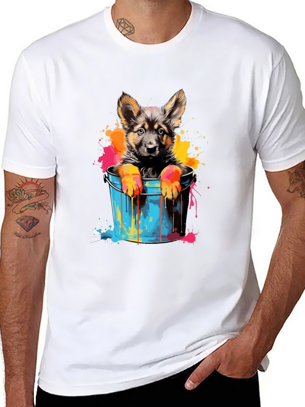 Puppy in Bucket Graphic Tee - Black Cotton