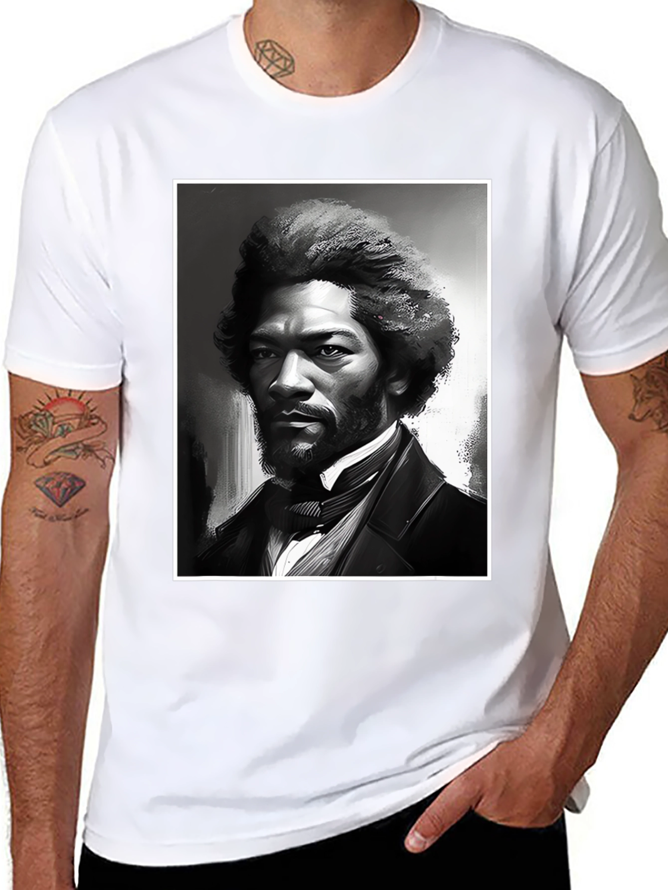 Frederick Douglass Portrait Black T-Shirt