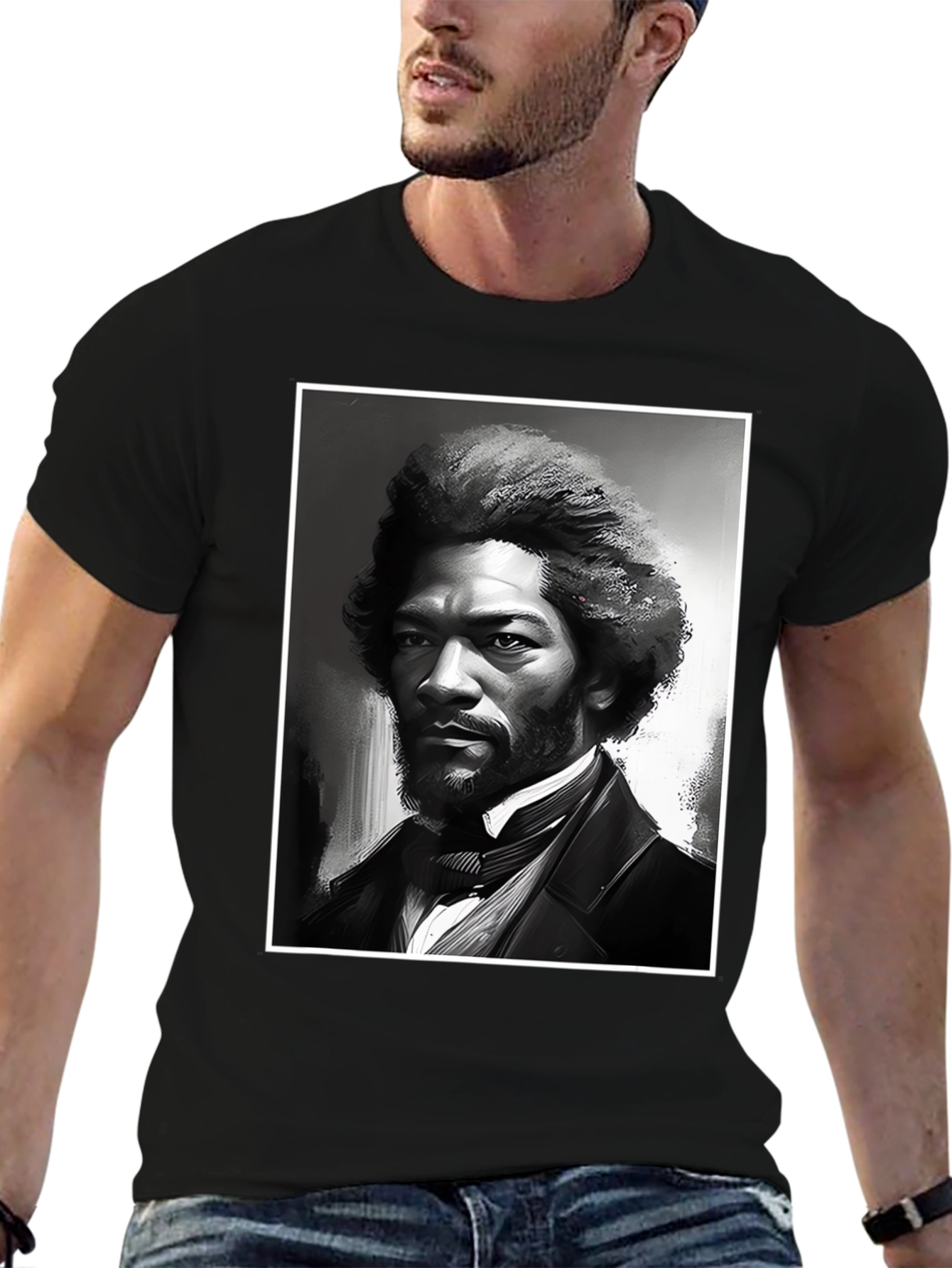 Frederick Douglass Portrait Black T-Shirt
