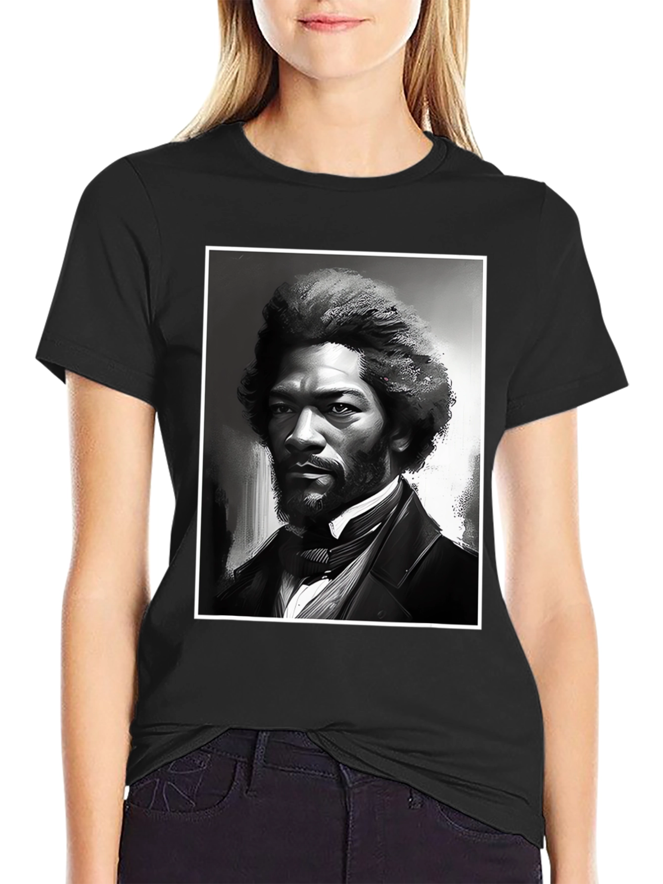 Frederick Douglass Portrait Black T-Shirt