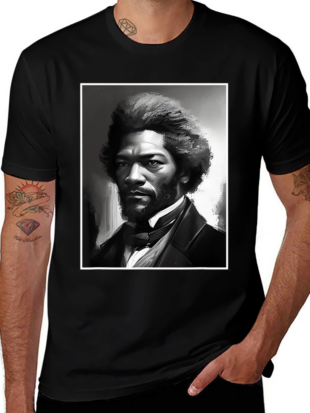 Frederick Douglass Portrait Black T-Shirt