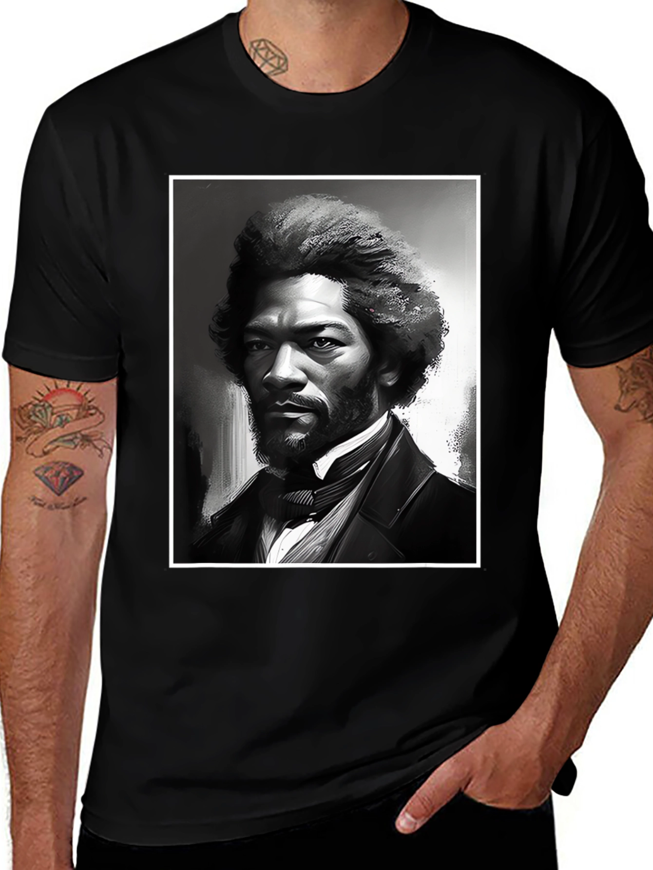 Frederick Douglass Portrait Black T-Shirt
