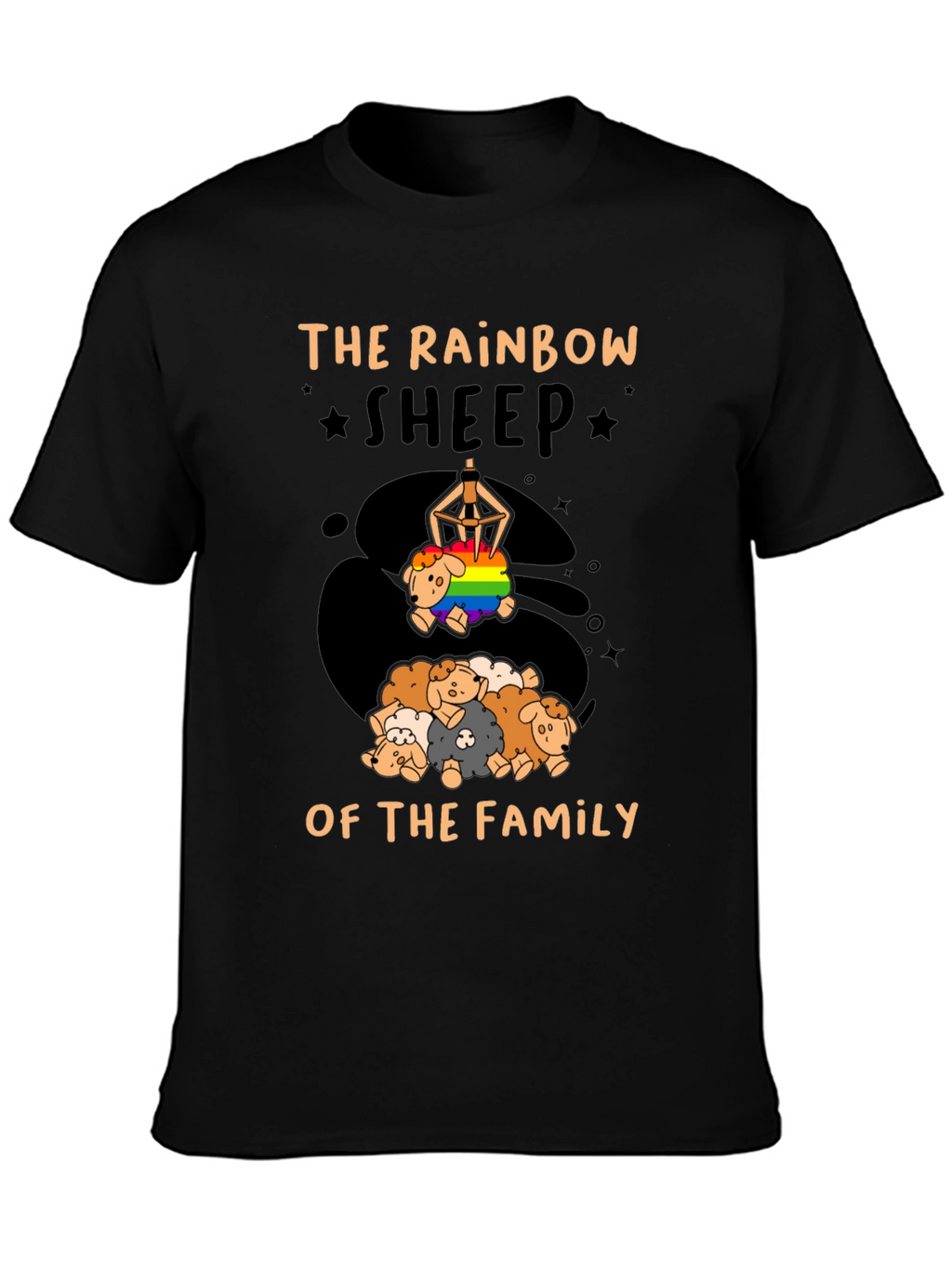 Rainbow Sheep of the Family Black T-Shirt