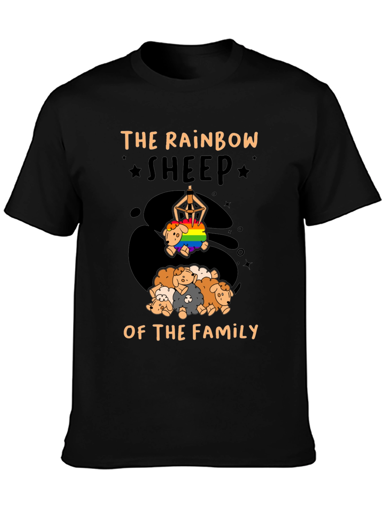 Rainbow Sheep of the Family Black T-Shirt