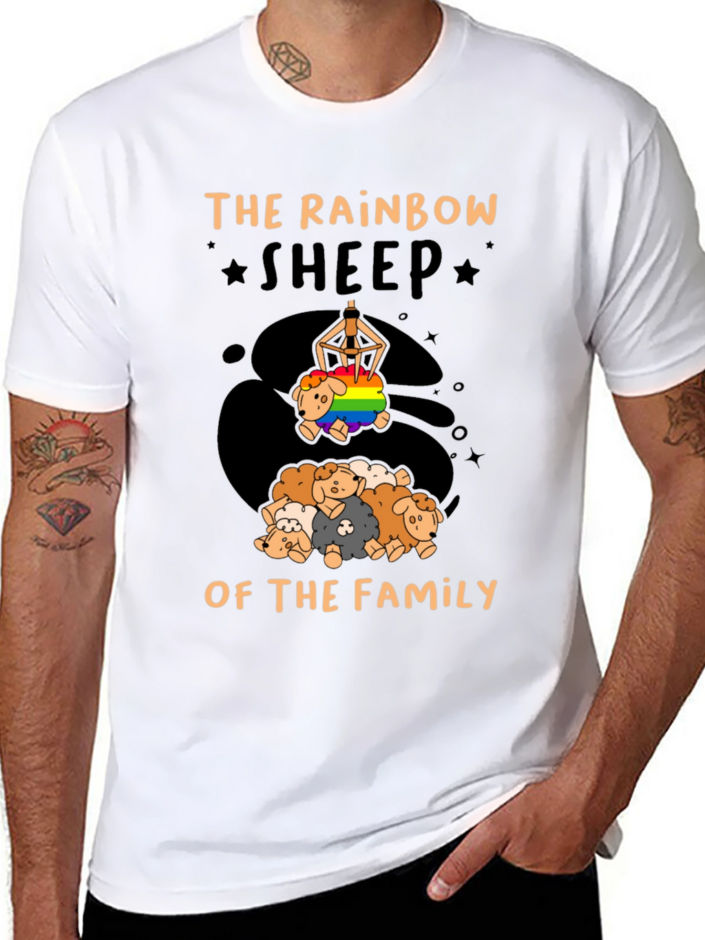 Rainbow Sheep of the Family Black T-Shirt